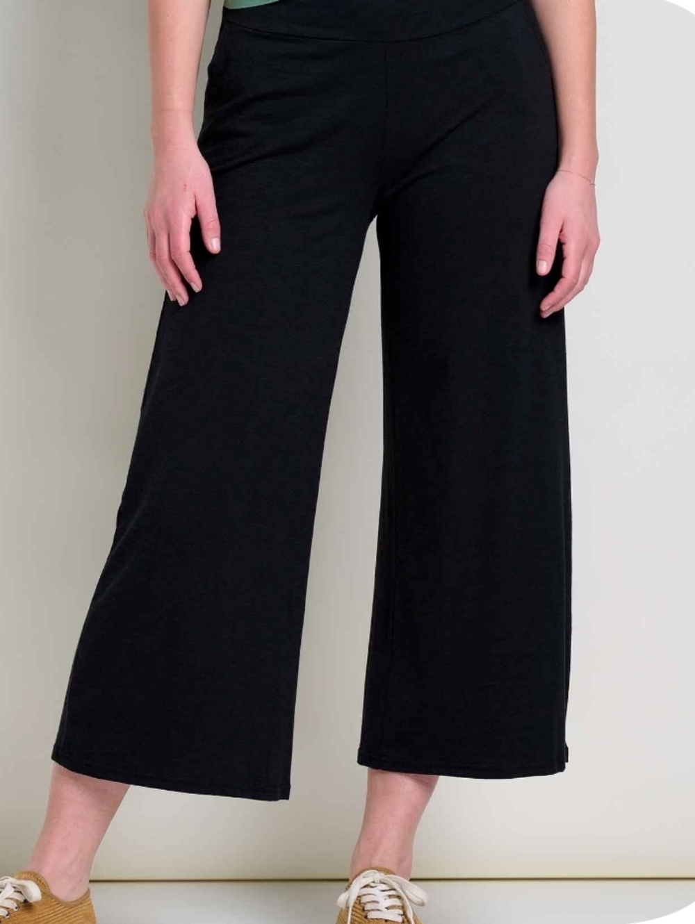 Boston Proper Black Linen Blend Wide Leg Cropped Pants, XS